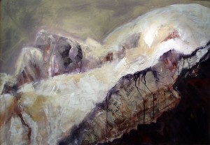Hohe Munde | 2008 | 83 x 114 cm | Mischtechnik auf Papier | Alpenglühen | 2010 | 100x150cm | Acryl auf Leinwand | Privatsammlung