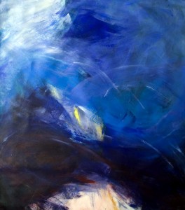 Gewitter in den Bergen | 2007 | 20 x 105 cm | Acryl auf Leinwand auf Holz | Alpenglühen | 2010 | 100x150cm | Acryl auf Leinwand | Privatsammlung