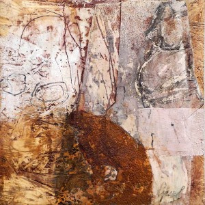 Fallen to Pieces, 2011, 20 x 20 cm, Wachs und Rost auf OSB Platte