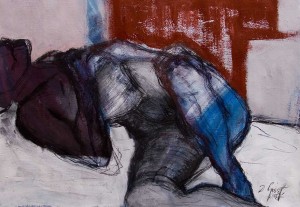 Männlicher Akt | 2007 | 45 x 64 cm | Acryl auf Papier