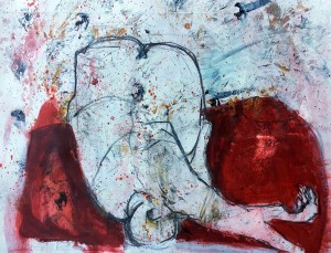 die Erschöpfte | 2015 | 30 x 42 cm | Mischtechnik auf Papier
