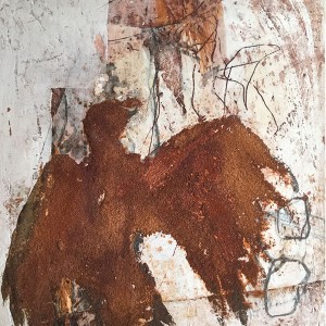 Adler | 2011 | 20 x 20 cm | Wachs und Rost auf OSB Platte | Alpenglühen | 2010 | 100x150cm | Acryl auf Leinwand | Privatsammlung