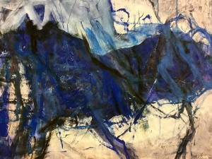 Blaues Pferd | 2015 | 55 x 95 cm | Mischtechnik auf Papier